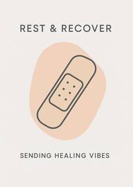 Minimalist get well card with bandage and healing message