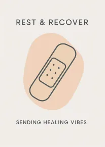 Minimal bandage card with rest and recover healing vibes message