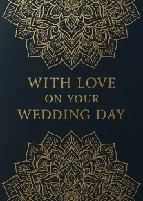 Gold mandala wedding card with love on your wedding day