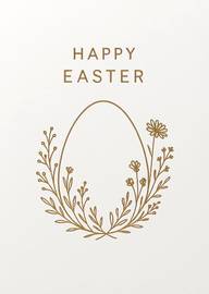 Elegant Gold Easter Egg Floral Wreath Greeting Card