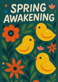 Spring Awakening Card with Yellow Chicks and Orange Flowers