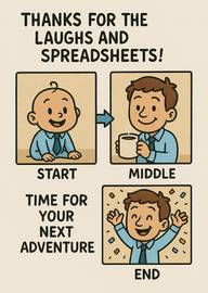 Thanks for laughs and spreadsheets work leaving card