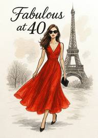 Stylish woman in red dress celebrates fabulous 40th birthday Paris