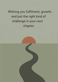 Minimalist card with winding path and sunset for new beginnings