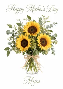 Happy Mother's Day Mum Sunflower Bouquet with Elegant Floral Design