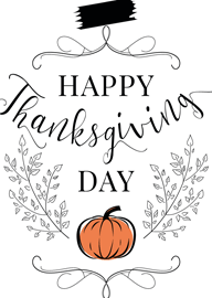Elegant Happy Thanksgiving Day Card with Pumpkin and Leaves