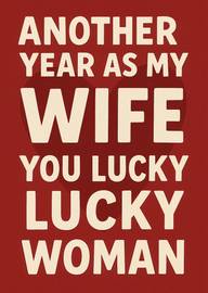 Funny Anniversary Card for Wife with Bold Text and Heart