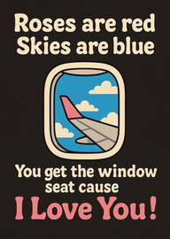Romantic card with airplane window and loving message
