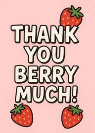 Thank You Berry Much Cute Strawberry Pun Appreciation Card