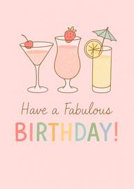 Colorful Birthday Card with Cocktails and Cheerful Message