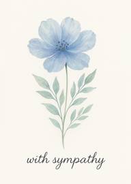 Elegant Blue Flower Sympathy Card with Gentle Watercolor Design