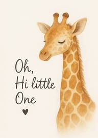 Watercolor giraffe with sweet Oh Hi Little One text