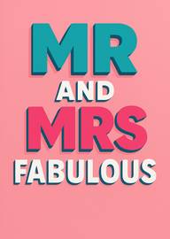 Bold Mr and Mrs Fabulous Text on Pink Background Card