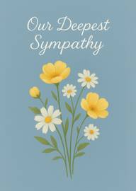Sympathy Card with Yellow and White Flowers on Blue Background