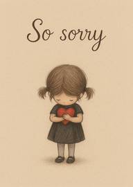 Apologetic girl holding red heart with so sorry text