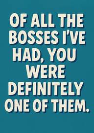 Funny Work Leaving Card with Bold Text on Blue Background