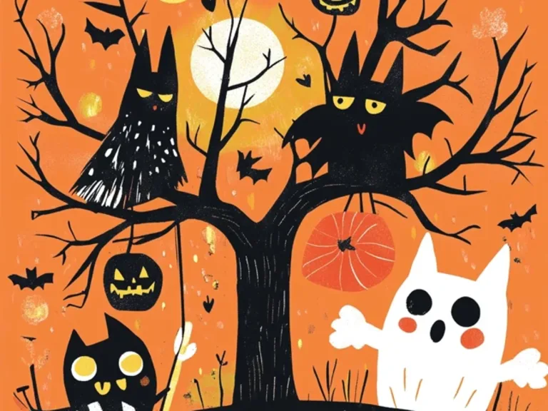 A Halloween card with a humorous quote and spooky decorations