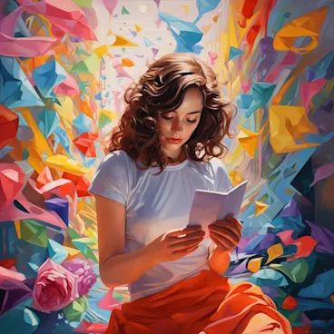 Woman reading card
