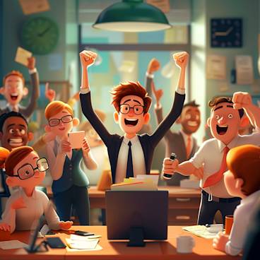 Cartoon style funny leaving celebration