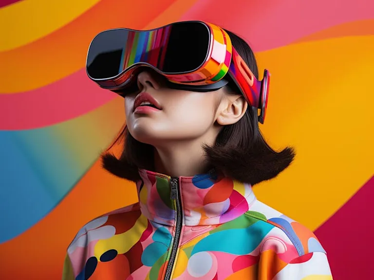 Woman with VR headset - hottest trends in greeting cards