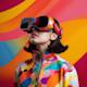 Woman with VR headset - hottest trends in greeting cards