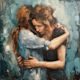Comforting hug between friends