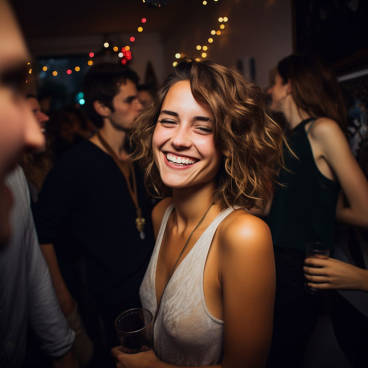 Woman having a good time at a party