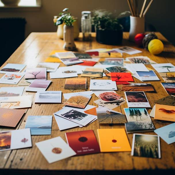 Table covered in leaving cards