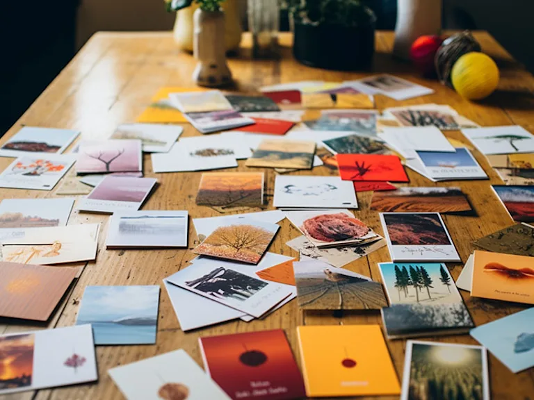 Table covered in leaving cards