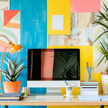 A colorful welcome card on a new starter's desk