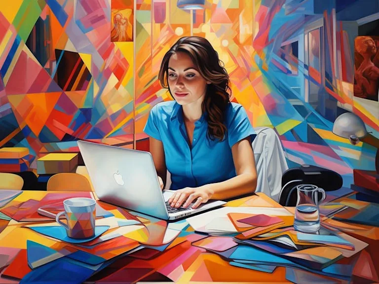 Woman at work - boost employee engagement with greeting cards