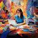 Woman at work - boost employee engagement with greeting cards