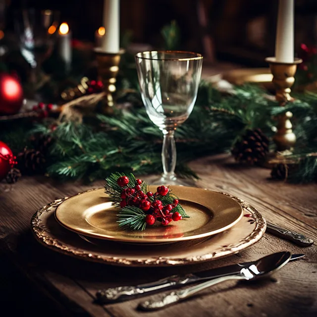 Christmas dinner place setting