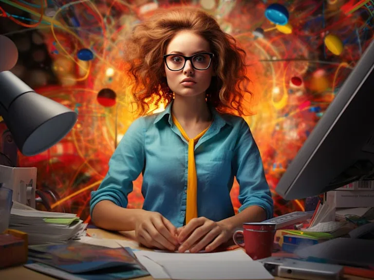 Woman looking frazzled, choosing the right free ecard