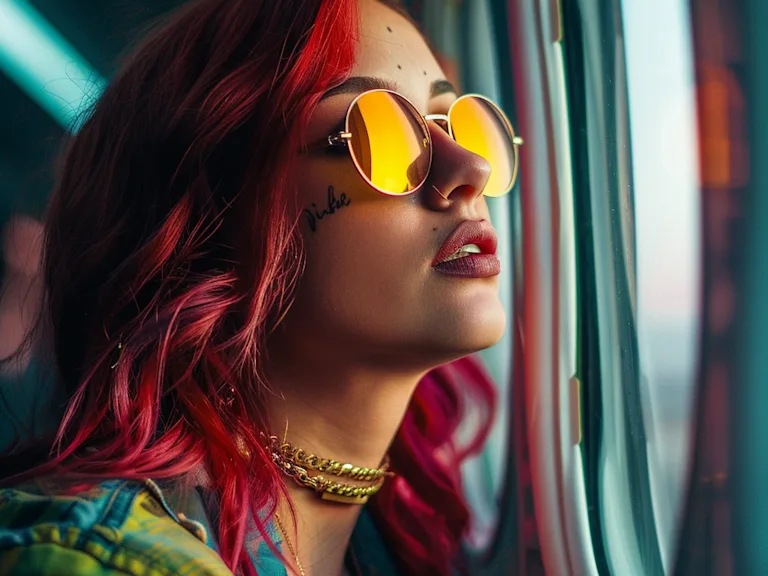 Vibrant photograph sharp angle trendy young adult female leaving jet set ready for adventure
