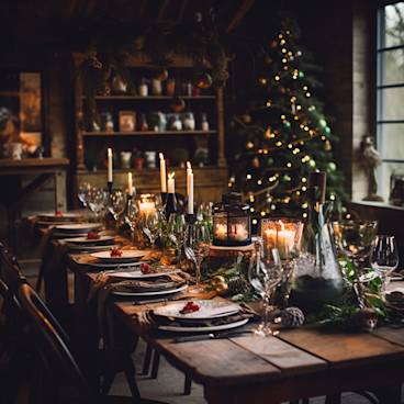 Christmas party dinner place settings