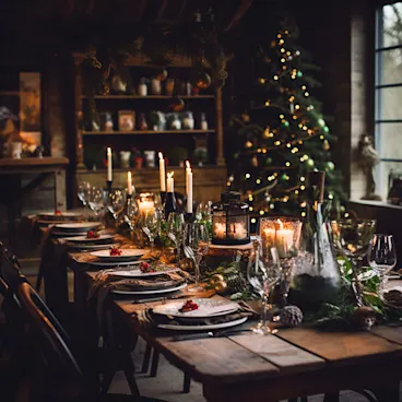 Christmas party dinner place settings