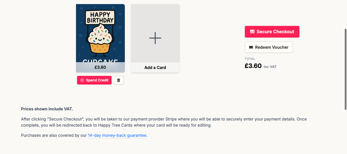 Pay for a group card from the basket