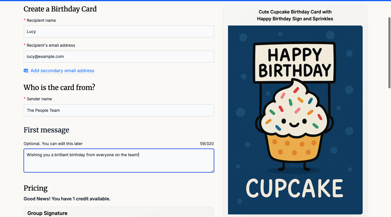 Create a group birthday card