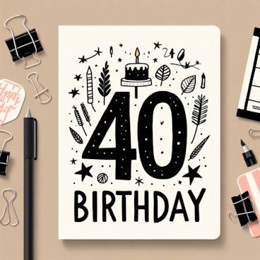 Simple hand drawn 40th birthday card
