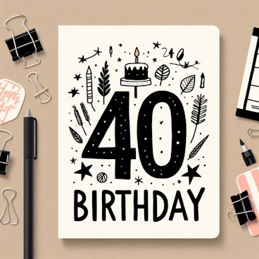 Simple hand drawn 40th birthday card
