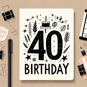 Simple hand drawn 40th birthday card