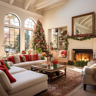 Home decorated for Christmas