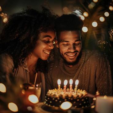 A young couple celebrating a birthday, capturing the essence of love and togetherness
