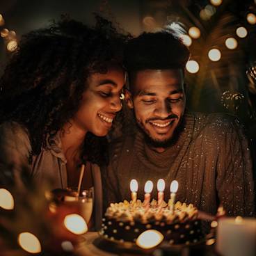 A young couple celebrating a birthday, capturing the essence of love and togetherness