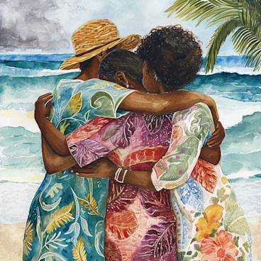 Friends sharing heartfelt goodbyes with personalized cards