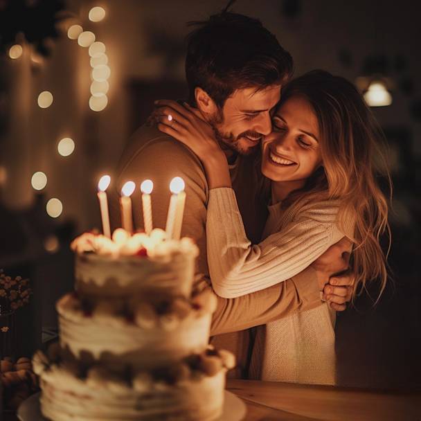 A wife celebrating a birthday, capturing the essence of love and togetherness