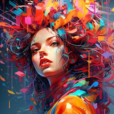 Woman with abstract hair signifying AI