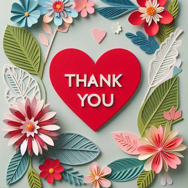 Card saying thank you